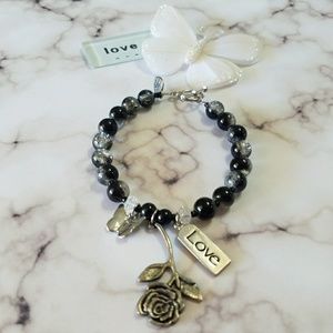 Love, rose, butterfly, charm bracelet!